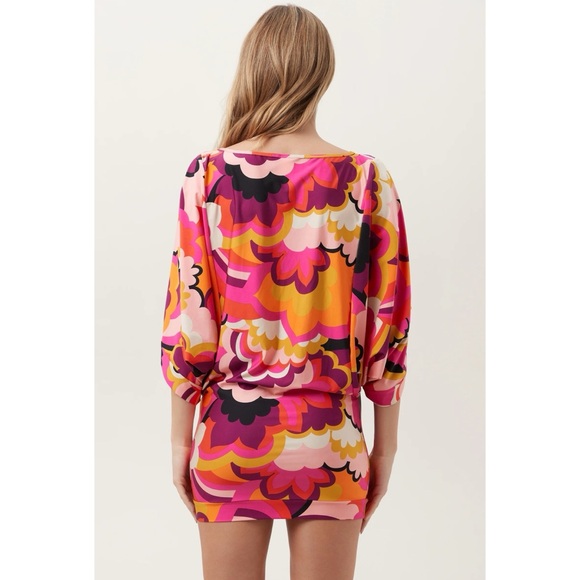 Trina Turk Fan Faire Swim Tunic Dress Size M NWT retro print resort wear cover - Picture 2 of 14